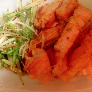 味噌と味醂味豚ロース肉と水菜弁当